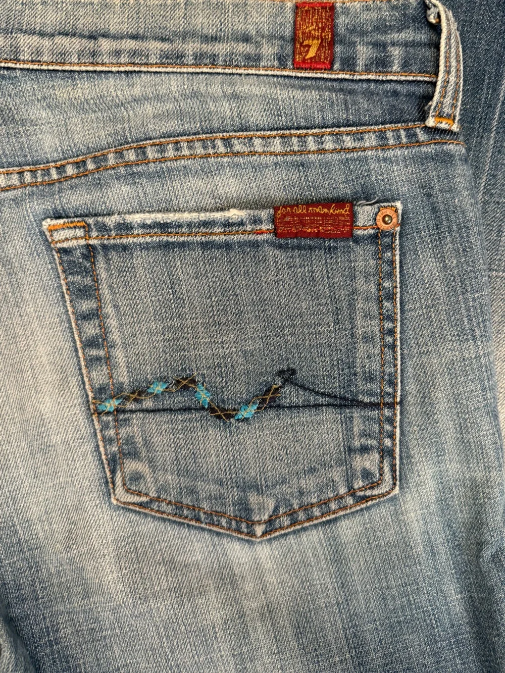 7 For All Mankind Bootcut Jeans Light Wash Stretch Denim Y2K